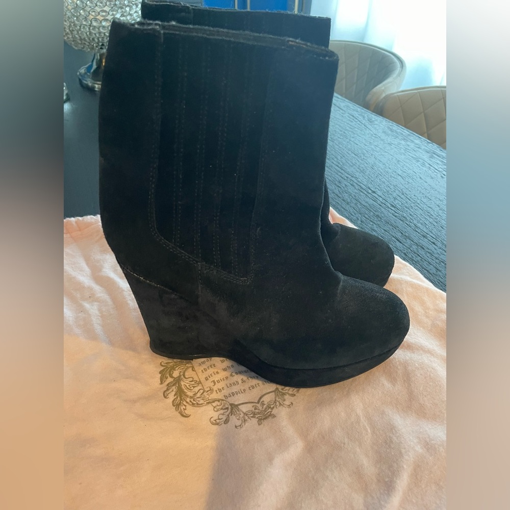 Juicy Couture Black Suede Boots, Size 9